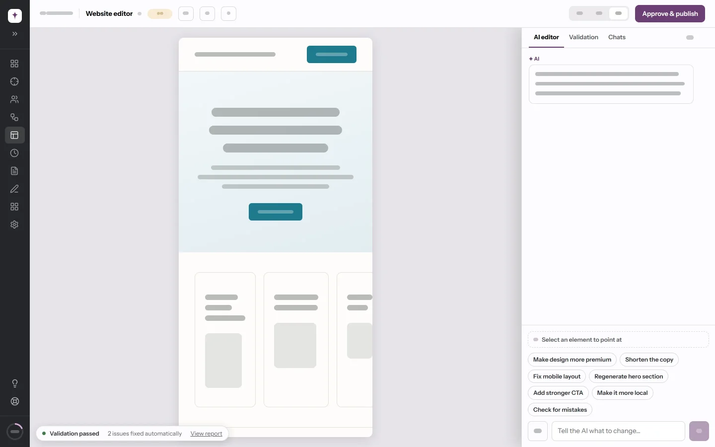 The editor with the preview narrowed to a phone width.
