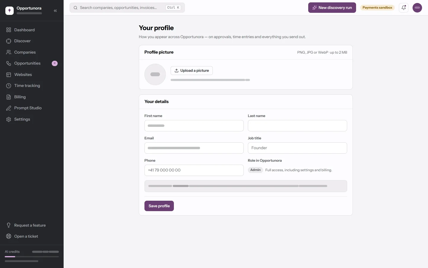 The profile screen.
